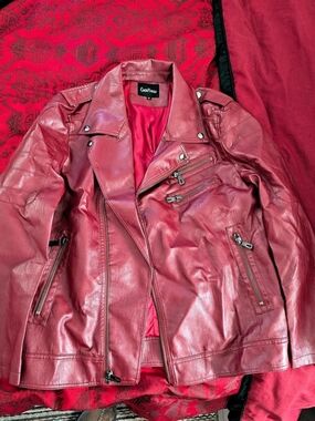 Men's Gottex Red Leather-Style Moto Jacket